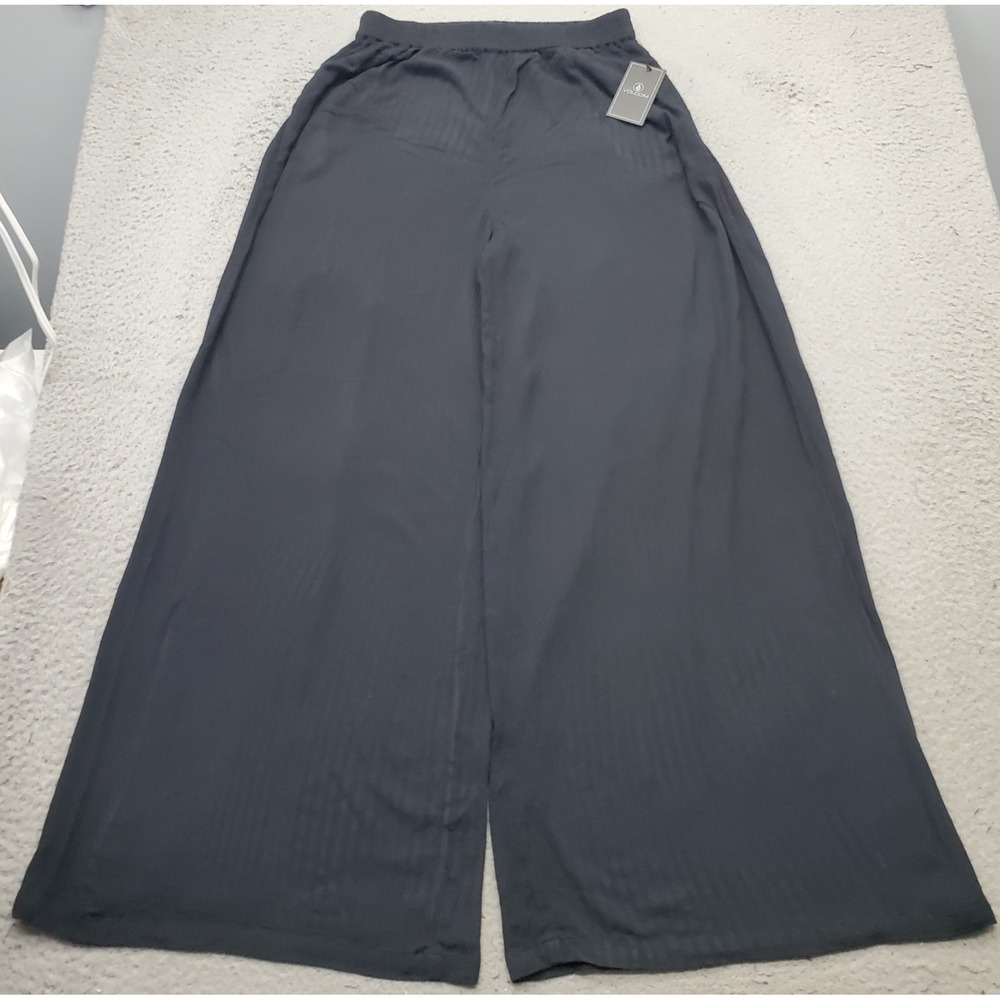 Volcom Palazzo Pants Womens M Black Relaxed Fit Elastic Waist Wide Leg Pull-On